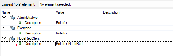 Role.role with the NodeRedClient role
