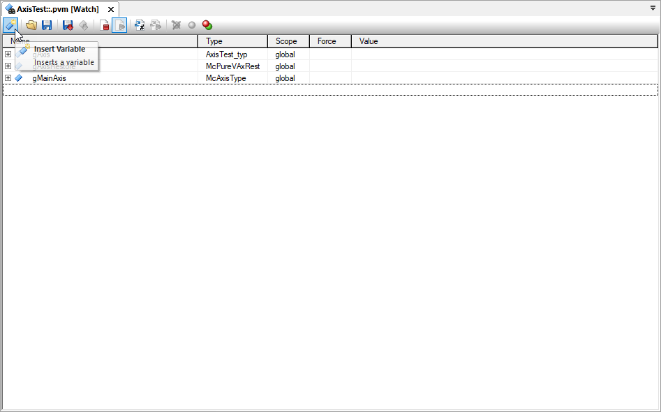 Insert variable toolbar button